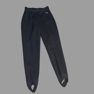 Glisse Vintage Ski Pants Black Wool/Nylon Stretch Stirrups.